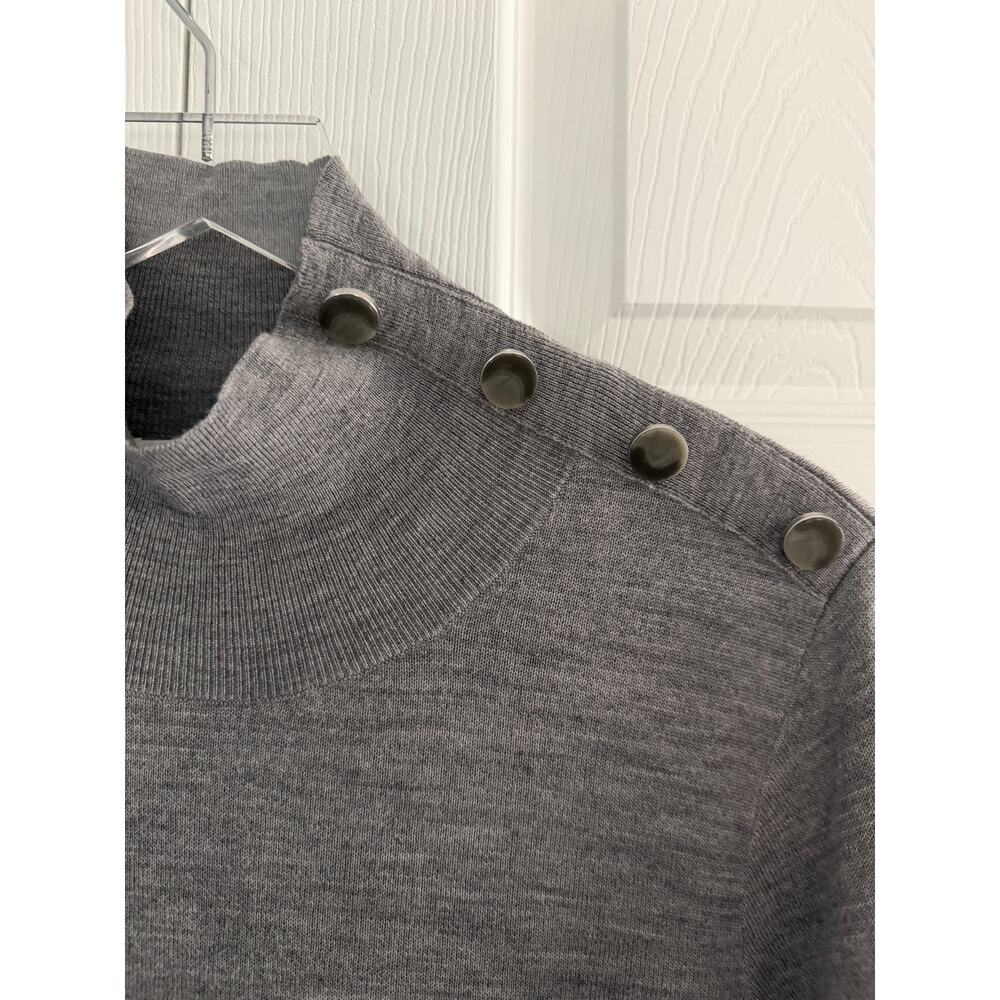 Veronica Beard Soval Merino Wool Mixed Media Sweater Dress Gray Minimalist Chic - Picture 5 of 9